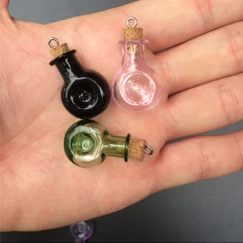

Mini Winebottle Pendant With Metal Loop Small Colors Art Bottles Handmade Gift Party Cute Bottles Mix 7Colors Free shipping
