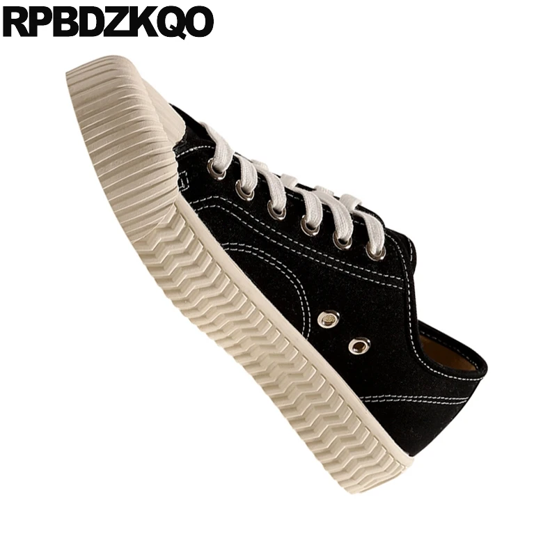 platform yellow trainers white canvas shoes women sneakers thick sole flats muffin harajuku brand breathable black creepers 5