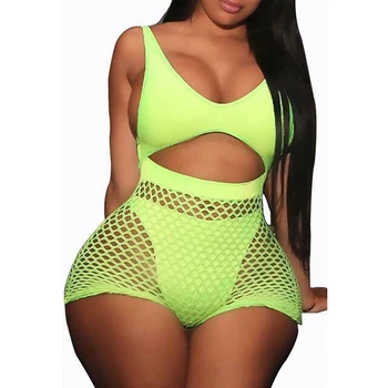 

Sexy Women Jumpsuit Summer Hollow Out Fishnet Playsuit Romper Trousers Bodycon Playsuit Clubwear Solid Color Backless Jumpsuit