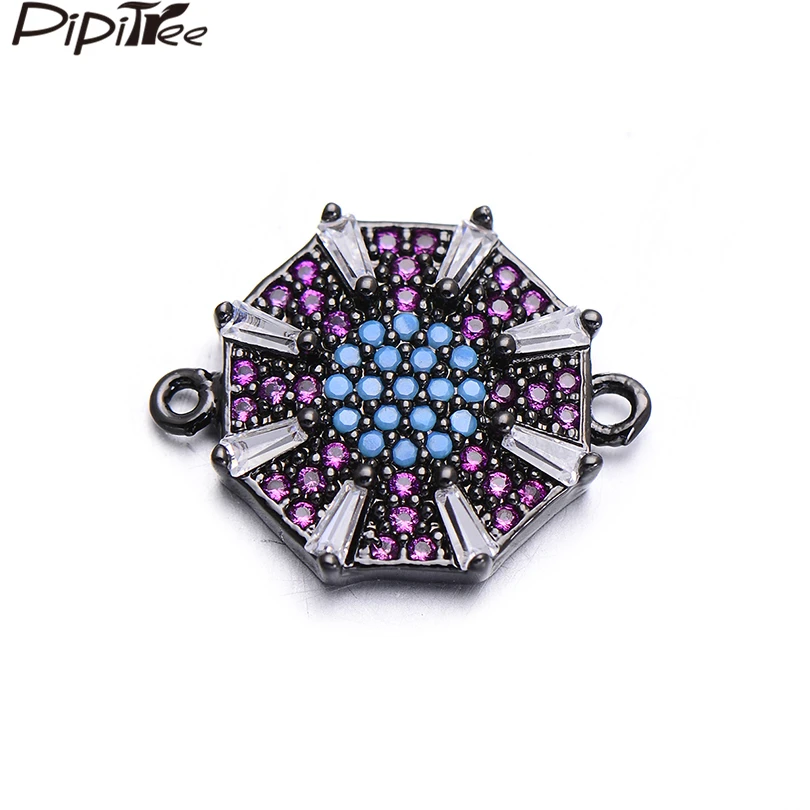 

Pipitree Multi CZ Zircon Octagon Geometric Charms Beads for Jewelry Making DIY Accessories Bracelet Connector Charms 15x15mm