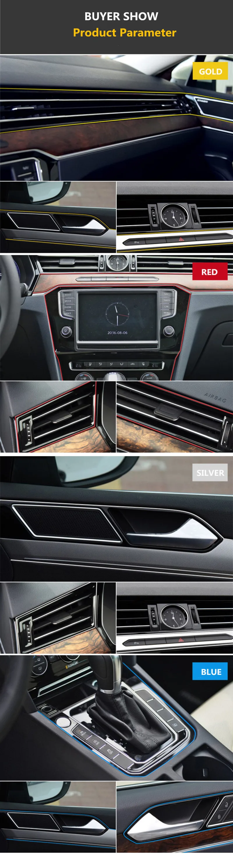 5M Cars Interior Decoration Strips Moulding Trim Dashboard Door Edge Universal For Car Auto Accessories In Car Styling 8
