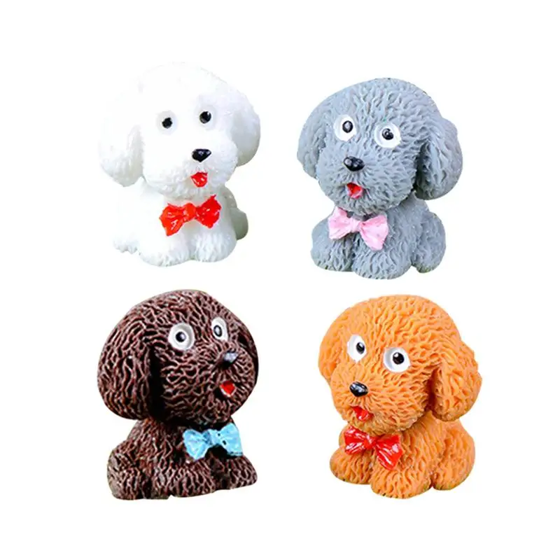 

4Pcs Resin Mini Dogs Miniature Micro Cartoon Vivid Craft Fairy Decor Craft Garden Miniatures for Succulent Micro Landscape