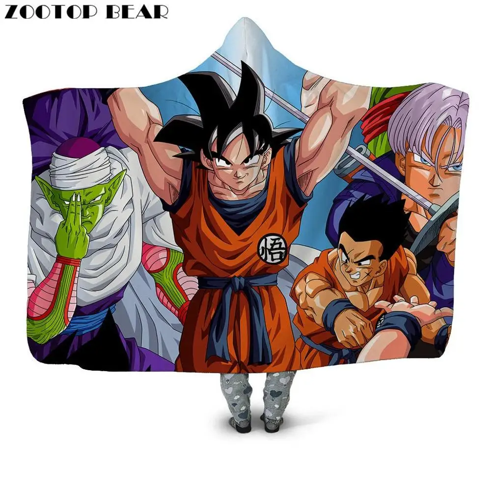 HB124C Goku одеяло с капюшоном мягкие взрослые домашние модные мяч Дракон аниме 3D печать офисные одеяла портативный Прямая носимые постельные принадлежности - Цвет: HB124C