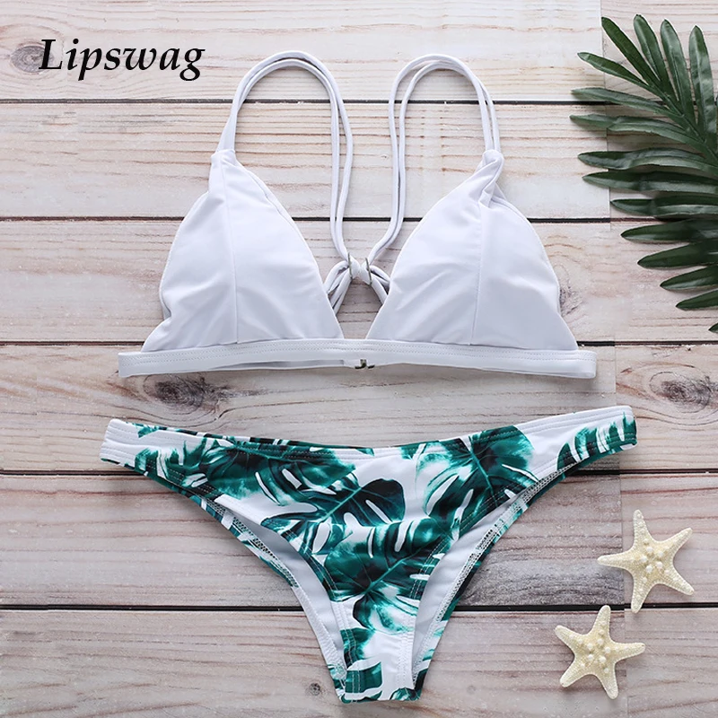 

sexy 9 colors leaf print bikini set swimsuit women low waist bikini swimwear female push up biquini bathing suit swimming suit