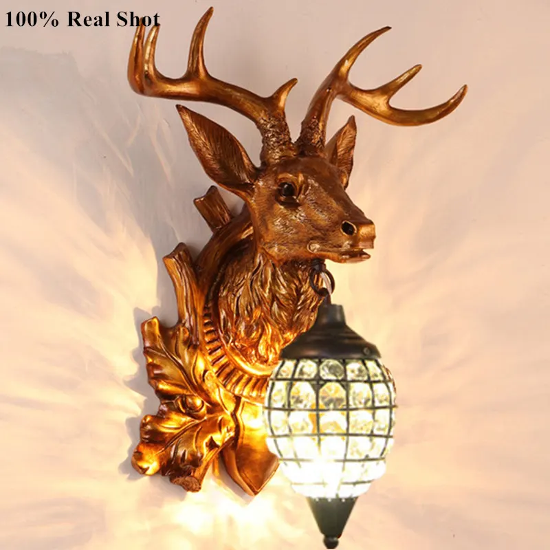 KINLAMS современный Кантри стиль винтаж рога настенный светильник Личность Олень лампа для спальни Buckhorn настенный светильник с E14 лампа