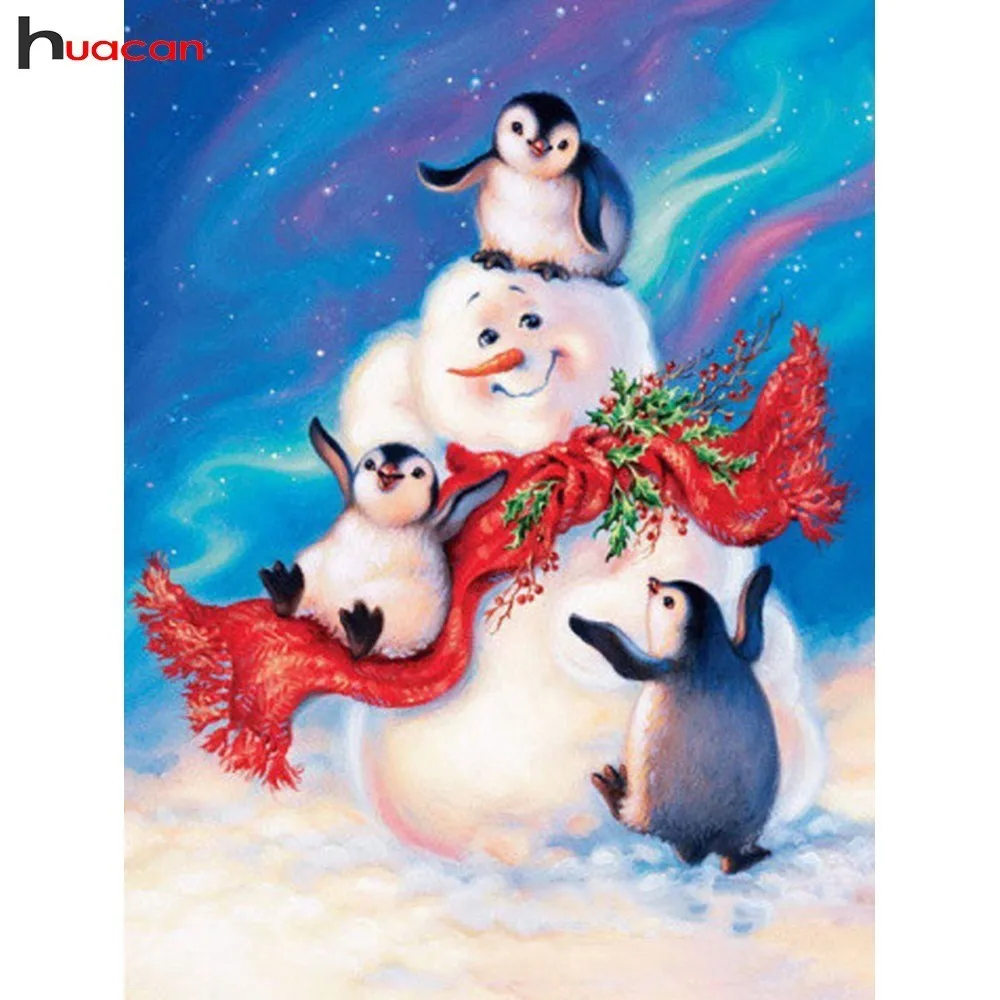 

HUACAN Full Drill New Arrival Mosaic 3D DIY Diamond Painting Cartoon Cross Stitch Diamond Embroidery Snowman Decoration Home