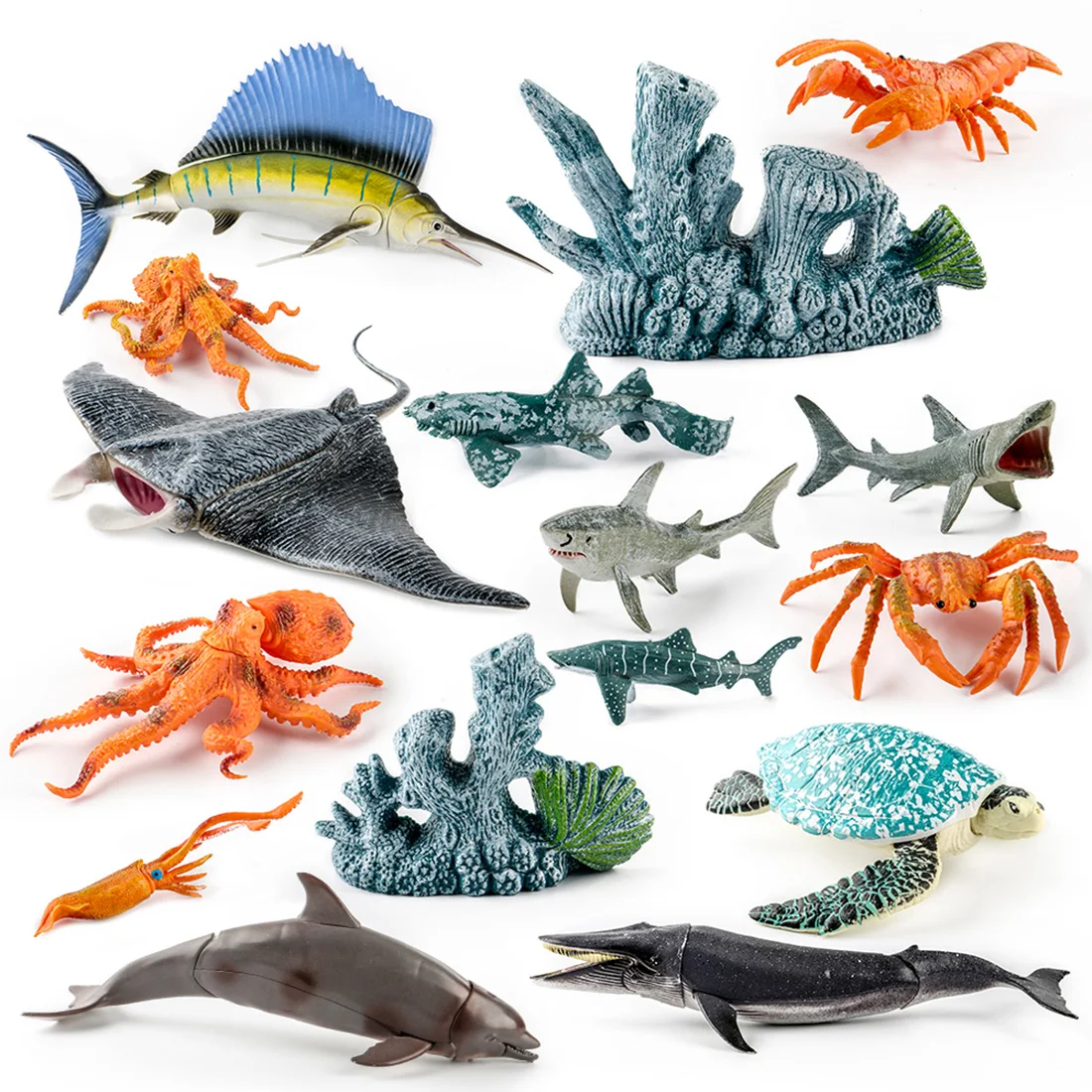 

Hot 16Pcs Marine Organism Simulation Model Toy Children Early Education Cognition Playset Educational Toy Gift For Kid Children