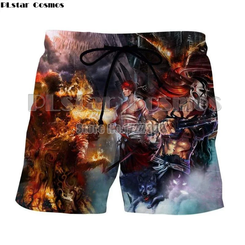 

PLstar Cosmos 2018 Summer Mens Shorts 3d Print Anime Bleach Kurosaki ichigo Beach Men Shorts Trousers Dropshipping