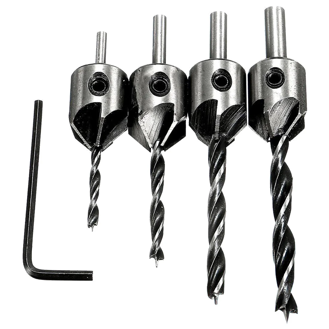 4 pcs HSS countersink wood drill steel Countersink drill Set 5 flute