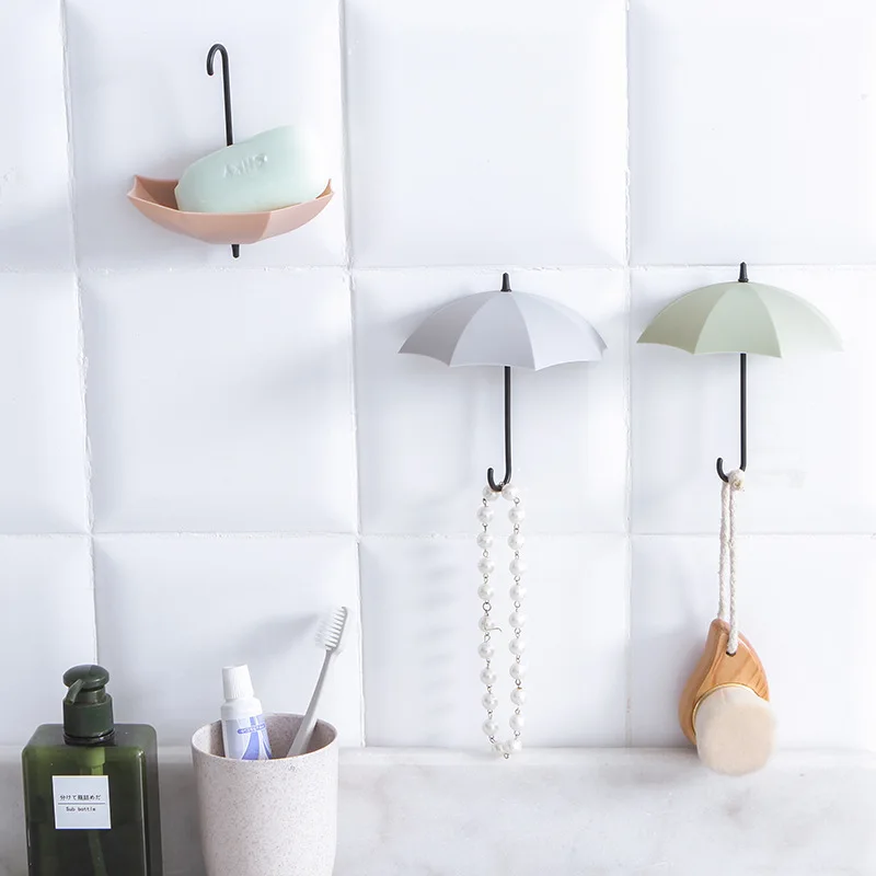 3 шт./лот, Многофункциональная вешалка для ключей в форме зонта, домашний декоративный держатель, настенные крючки для кухни, аксессуары для ванной комнаты, гаджет