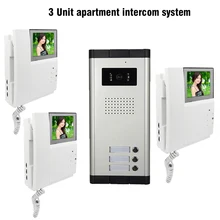 3 Units 4.3″ Apartment Video Door Phone Intercom System 1-Camera 3-Monitor Video doorbell for Apartment Video Doorphone Intercom