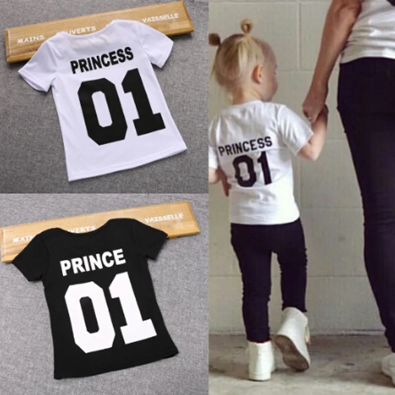 

Kids Clothes 1-2 Years T Shirt Tops Princess Girls Tees Infant Baby Boys Prince T-shirts Toddler Baby First Birthday Party Wear