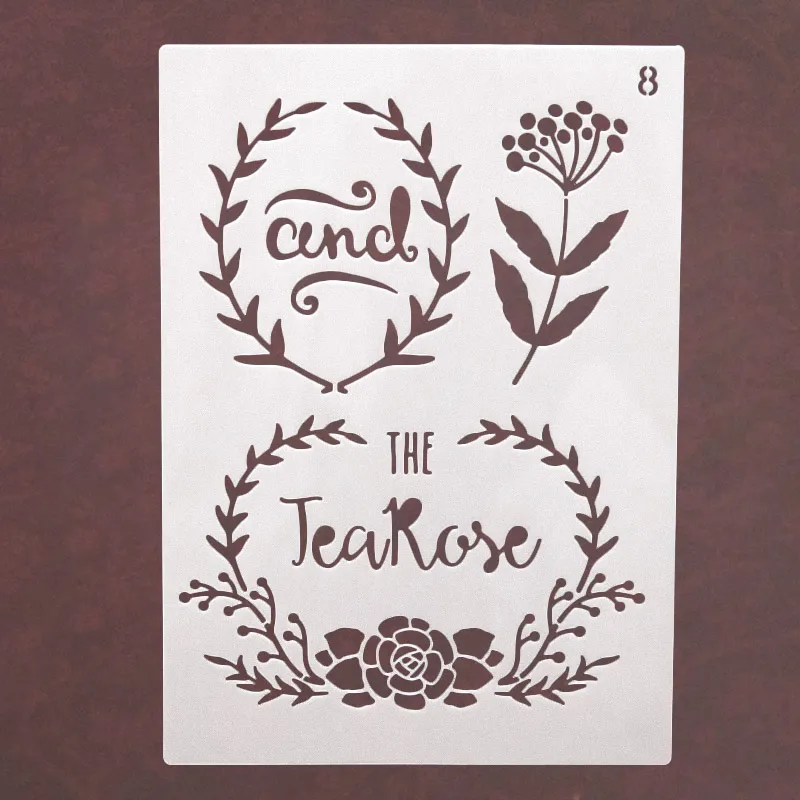 

The Tea and Rose Stencils for DIY Scrapbooking Plastic Handmade Template Crafts Art Diary Decor Painting Drawing Spray Album