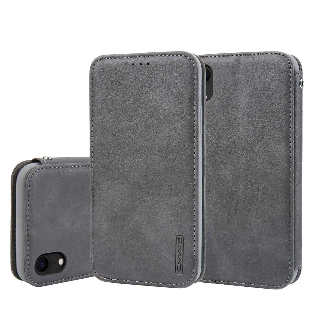 Для iPhone XS Max Флип Чехол премиум Веганский кожаный бумажник-книжка Чехол-книжка для iPhone 11 Pro Max XR XS 7 8 Funda магнитная застежка - Цвет: grey