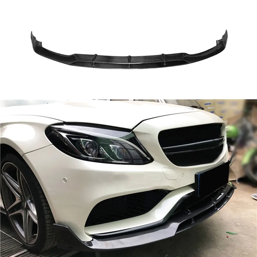 Передний бампер из углеродного волокна класса C спойлер для Mercedes Benz W205 C63 AMG C180 C200