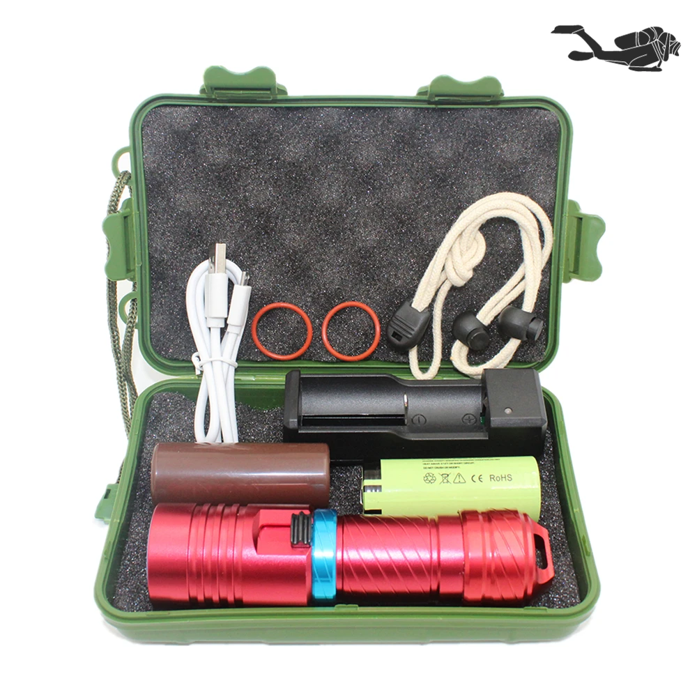 

Waterproof L2 LED Diving Flashlight Underwater 60 Meters XM-L2 LED Torch Lamp Light spearfishing Lanterna use 18650 or 26650