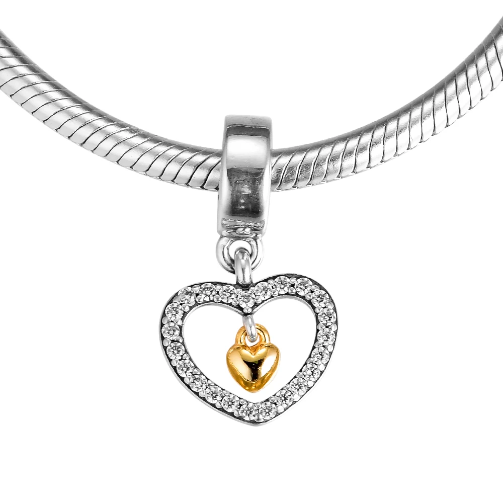 Подходит для браслетов Pandora Charms Forever in my Heart бусы с прозрачными фианитами 100% 925