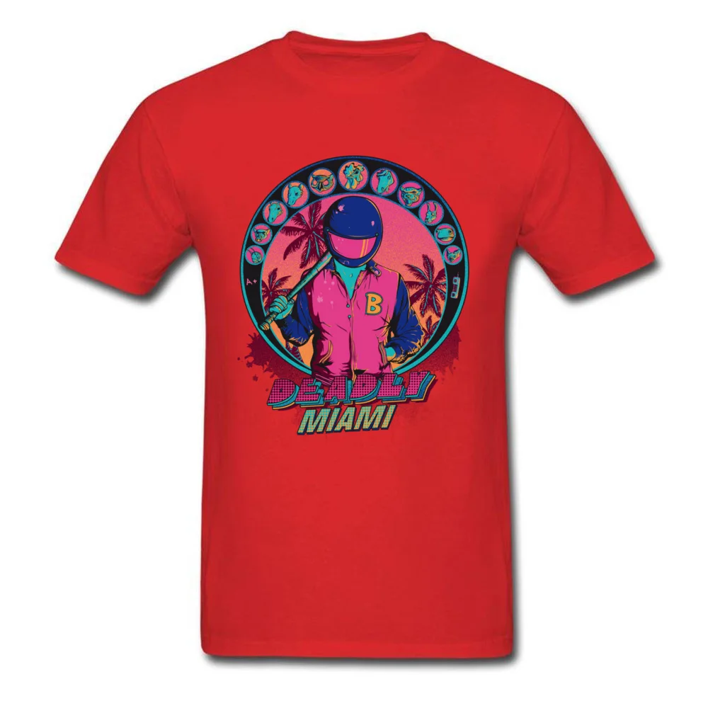Deadly Miami Leisure T-shirts for Men 100% Cotton Fabric VALENTINE DAY Tops Tees Tee Shirts Short Sleeve Latest Crew Neck Deadly Miami red
