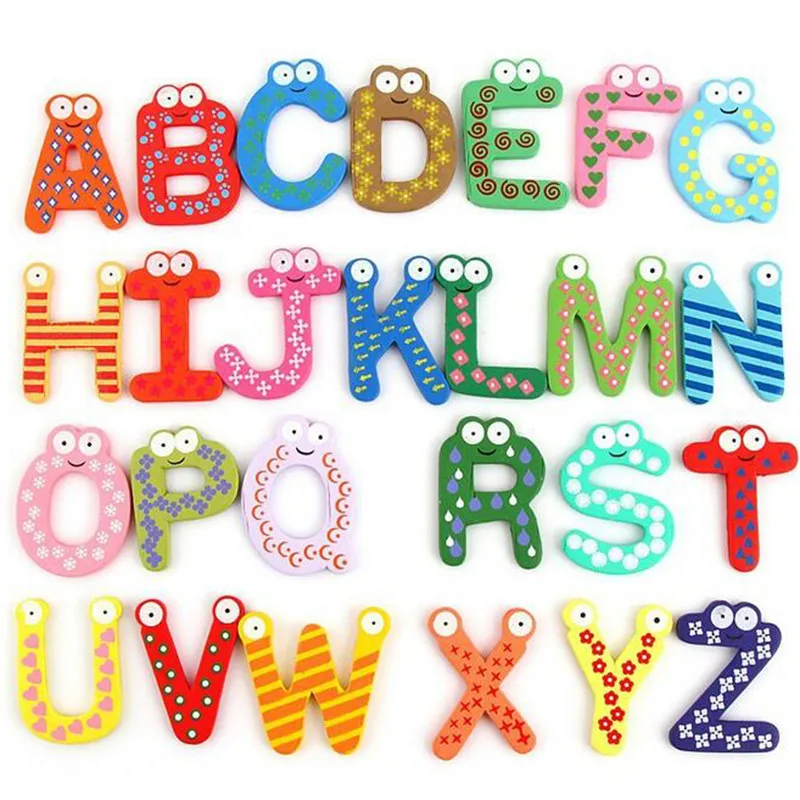 

Fridge Stickers with Magnet 26 Letter 10 digital numerals Wooden Animal shape Sticker Figure for Kids Toys HB