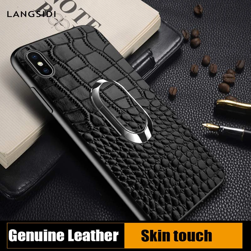 

Genuine Leather car Magnetic Holder stand case for iphone 11 Pro Max 7plus 6 8 XS XR business Multifunction Finger Ring cover