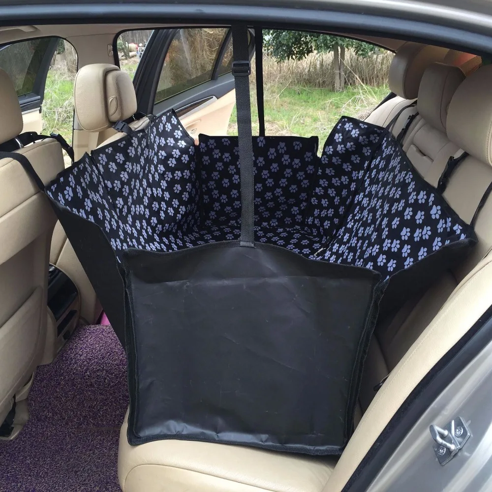 Paw Print Car Rear Seats Protector Waterproof Bulldog Husky Shepherd Dog Pet Seat Cover Two Ways
