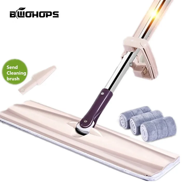

No Hand washing Double-sided Microfiber 40cm Flat Mop Sweeper Magic Spin Floor Rotate Rub Wood Mops Entrusted Lazy Mop Cloth