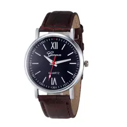Великолепные электронные часы Для мужчин Для женщин Женева моды кожа аналоговый Нержавеющая сталь кварцевые наручные часы masculino Reloje