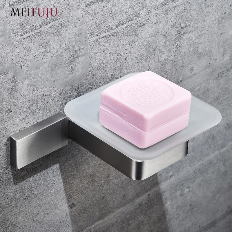 MEIFUJU Wall Soap Dish Holder Shower Square Soap Dish Stainless Steel Brushed Nickel Soap Holder