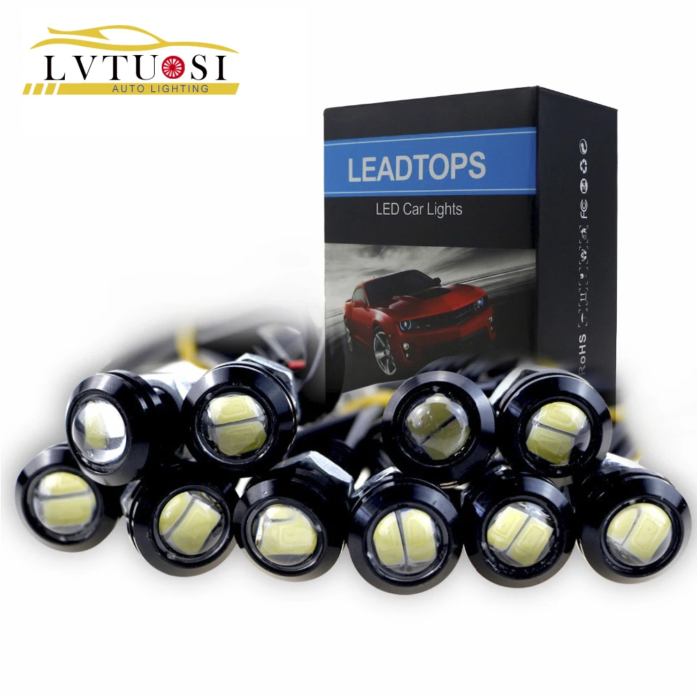 

LVTUSI 6pcs Car Styling 18MM Led Eagle Eye DRL Daytime Running Lights Source Parking Lamps DRL Automobile Lamp Car Lights CA