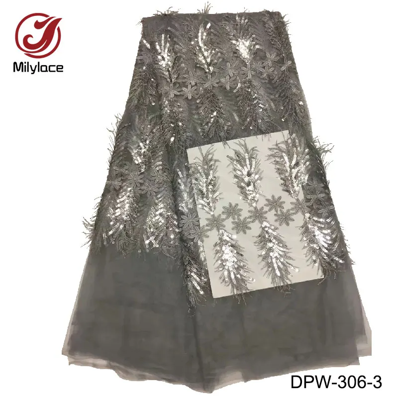 

Hot selling african lace fabric with sequins beautiful shiny lace fabric fashionable french lace fabric for party DPW-306