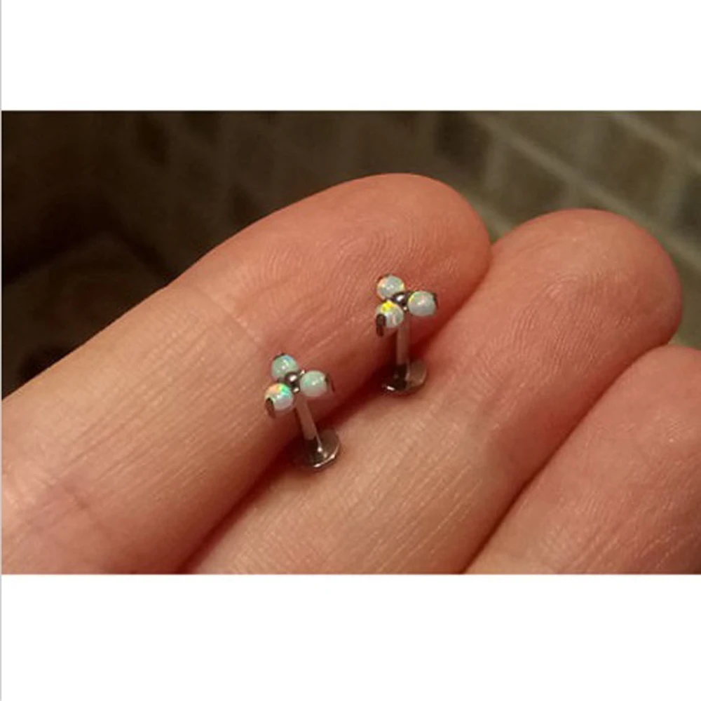 BOG 3PCS хирургическая сталь Menage A Three с внутренней резьбой опал Циркон Labret Stud ушной