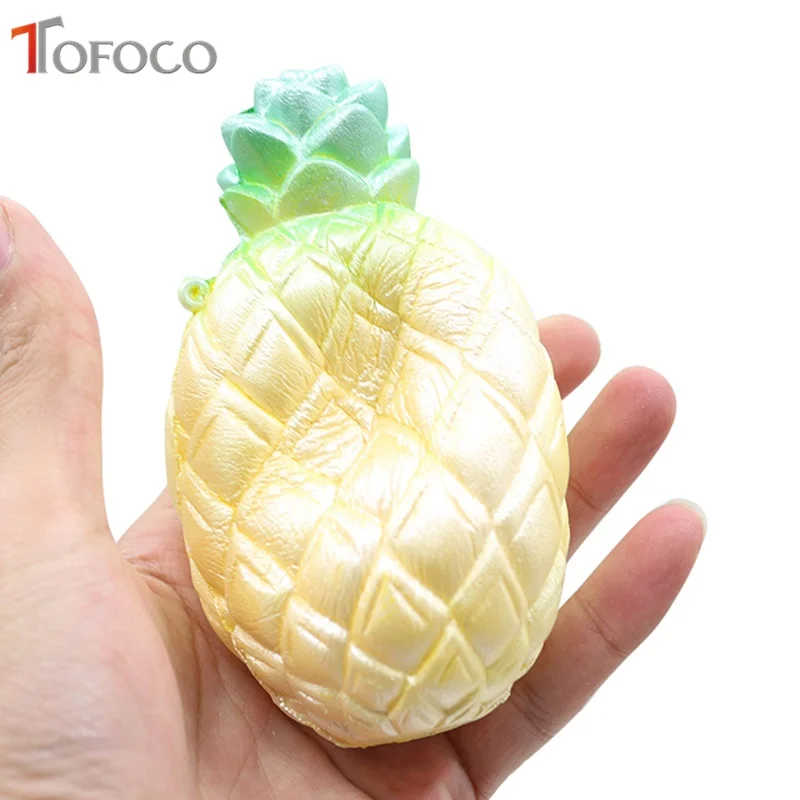 

TOFOCO New 11cm Cute Pineapple Squishy Jumbo Slow Rising Toys Antistress Soft Decor Cake Kawaii Squishies Fruit Squeeze Scented