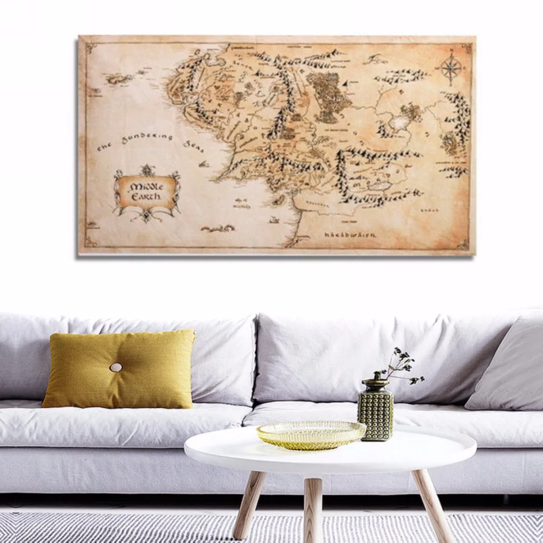 110x60cm Vintage Middle Earth World Map Silk Cloth Poster Home Office Decoration Wall Sticker Mayitr Hot Selling