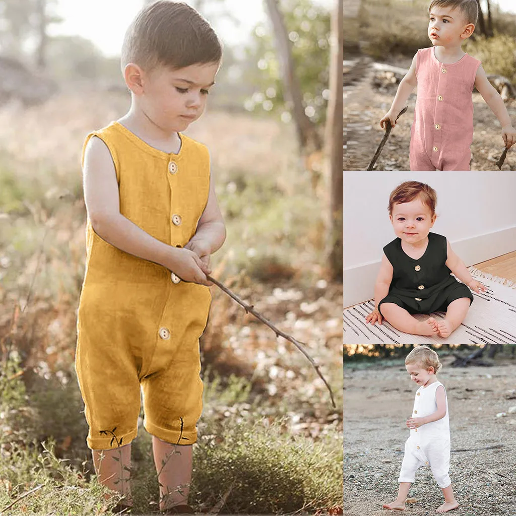 

Newborn Baby Boys Girls Ruffles Romper Infant Toddler Sleeveless Solid Jumpsuit Suit Clothes Outfits Wholesale одежда для пупсов