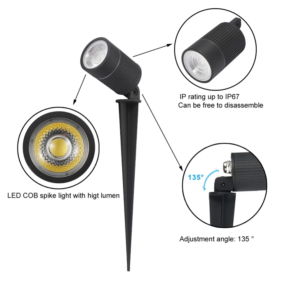 1 шт. открытый IP67 Водонепроницаемый 5 Вт 7 Вт светодиодный удара свет лужайки Спайк Тип лампы AC 85-264 В DC12V украшения сада лампы подземных J102A