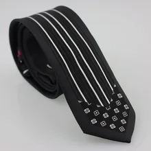 YIBEI coahella галстуки черный галстук Окаймленный белый вертикальный полосатый и цветочные стрелы дизайн Галстуки для мужчин тонкий Gravatas De Seda