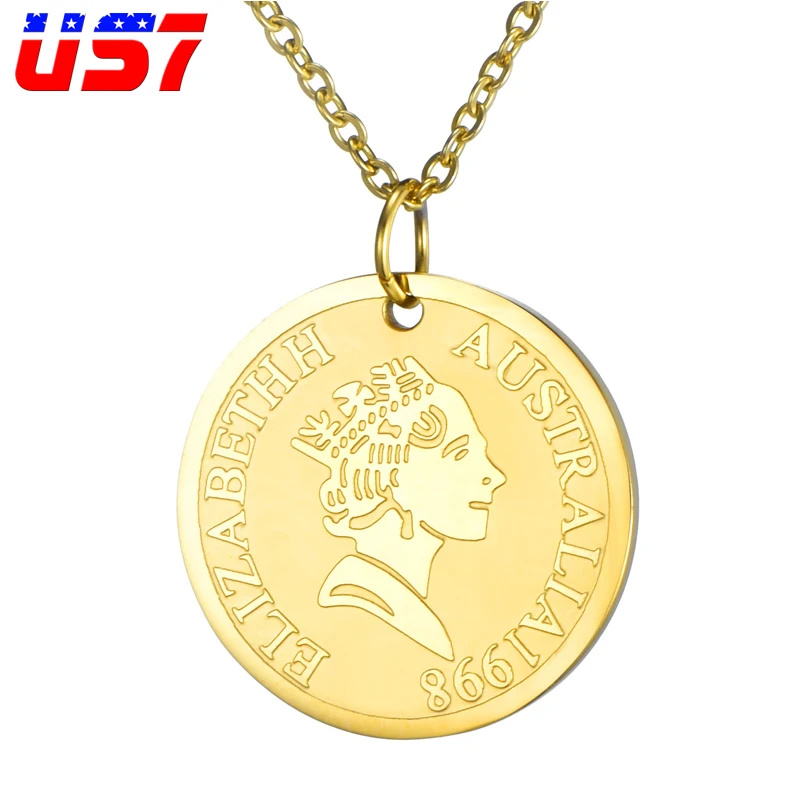 

US7Queen Elizabeth Pendant Stainless Steel Female Necklaces My little angel Wings Necklace For Women Jewelry Gift Charm Choker
