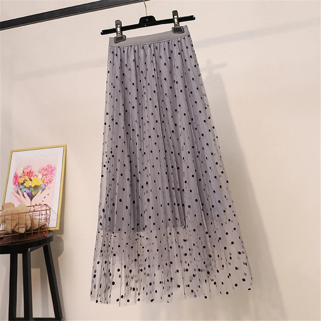 Maxi Long Tutu Tulle Skirts Womens High Waist Ball Gown Skirt Summer Elastic Waist Gray Adult Tutu Skirts Jupe Longue d