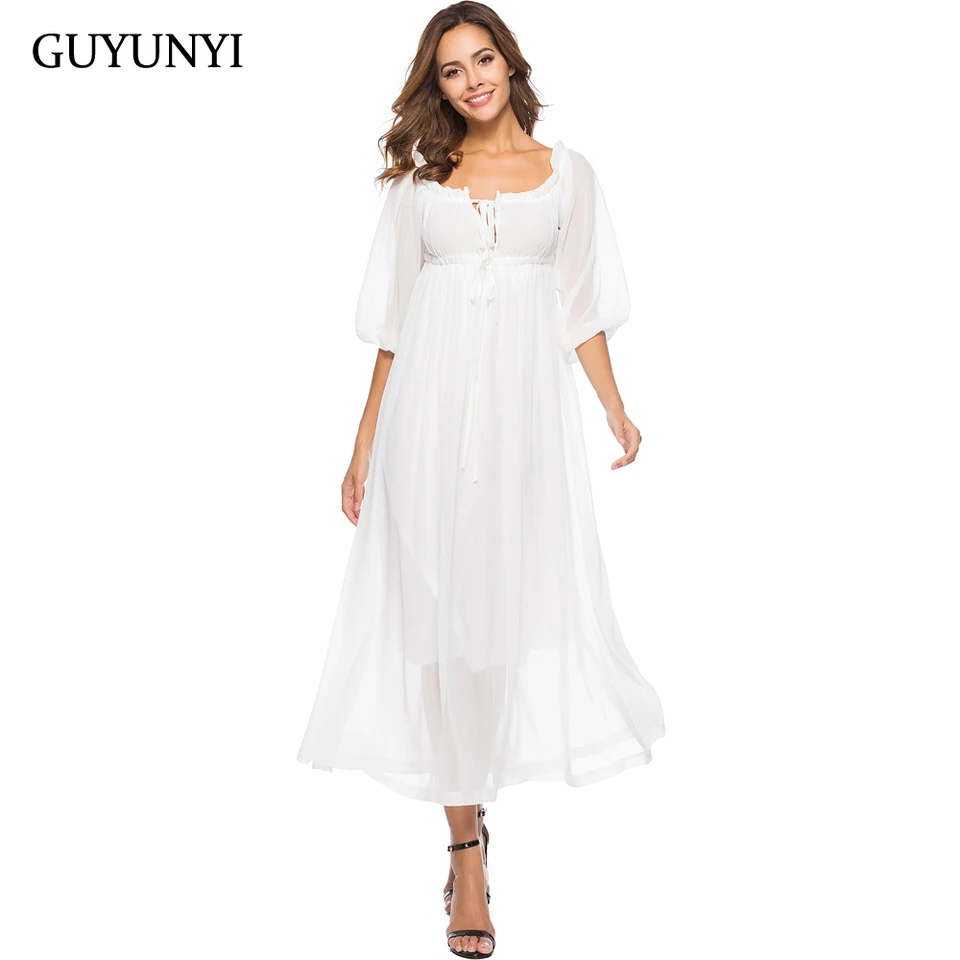 white chiffon party dress
