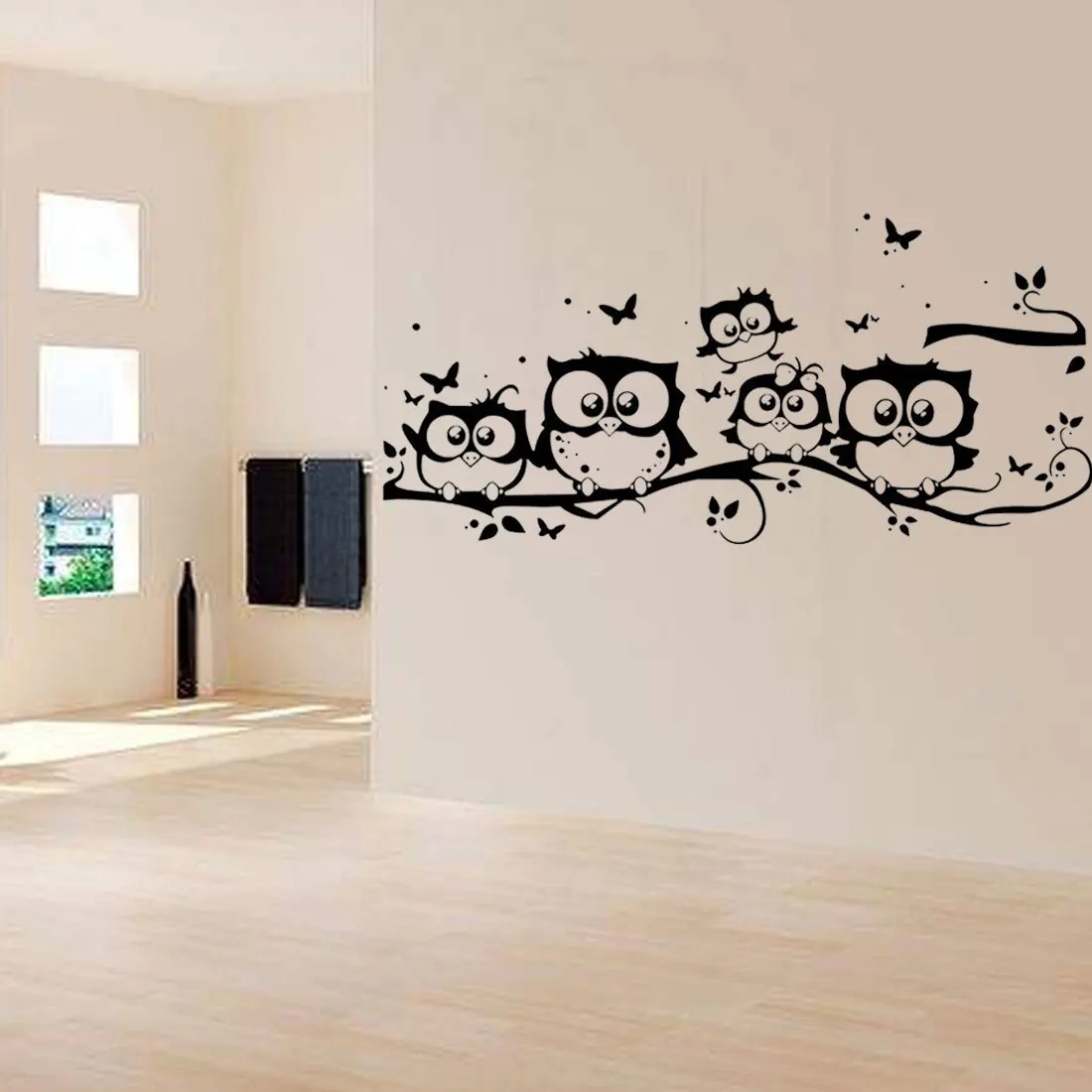 

Tree Animals Wallpaper For Home Decor Living Roon Bedroom Kids Room Cartoon The Five Owls Butterfly Wall Stickers