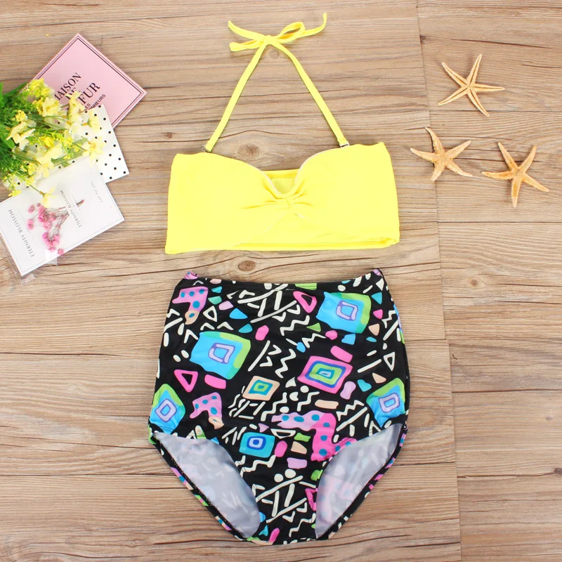 

A&J 2019 Sexy White bandeau bikini high waist swimsuit strapless bathing suit women S-XL CQ