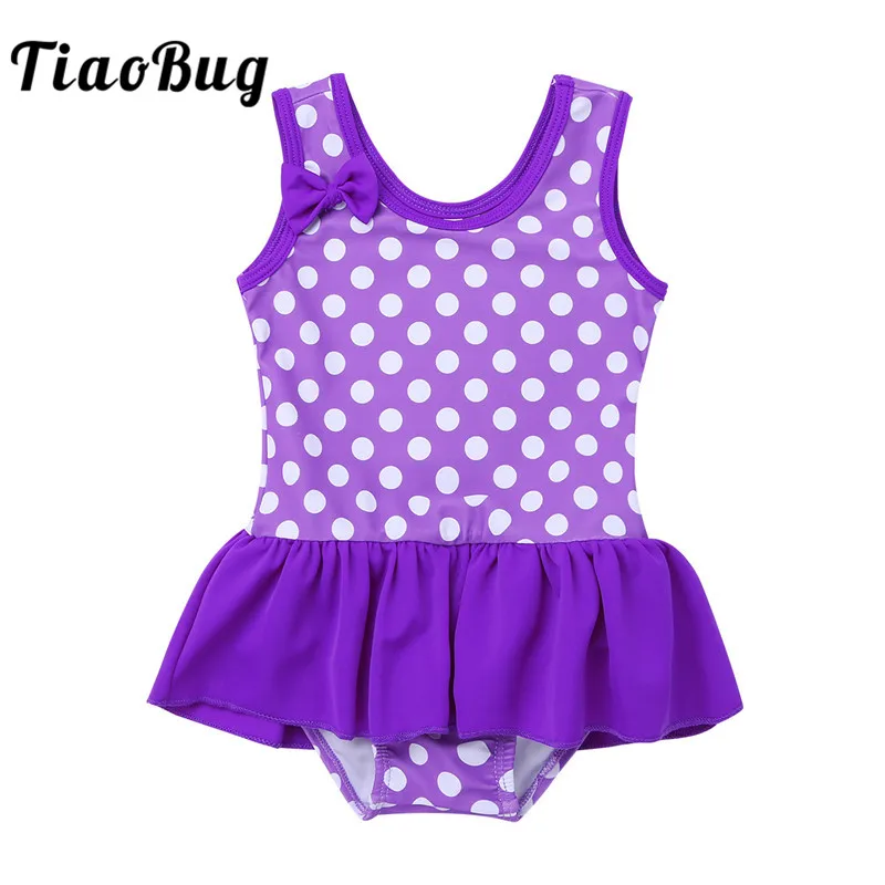 

TiaoBug Baby Girls Red One-piece Sleeveless Swimsuit Polka Dots Ruffles Bowknot Swimwear Toddler Girls Bathing Suit Beachwear