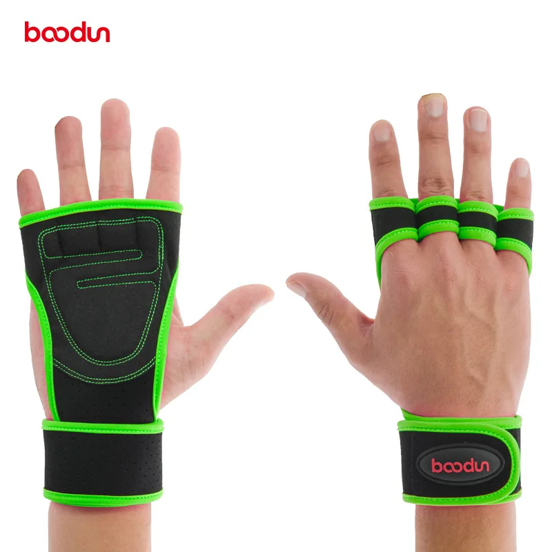 

BOODUN Weightlifting Gloves Gym Body Fitness Long Wrist Wrap Gloves Training Sports Breathable Wear-Resisting Non-Slip Gloves