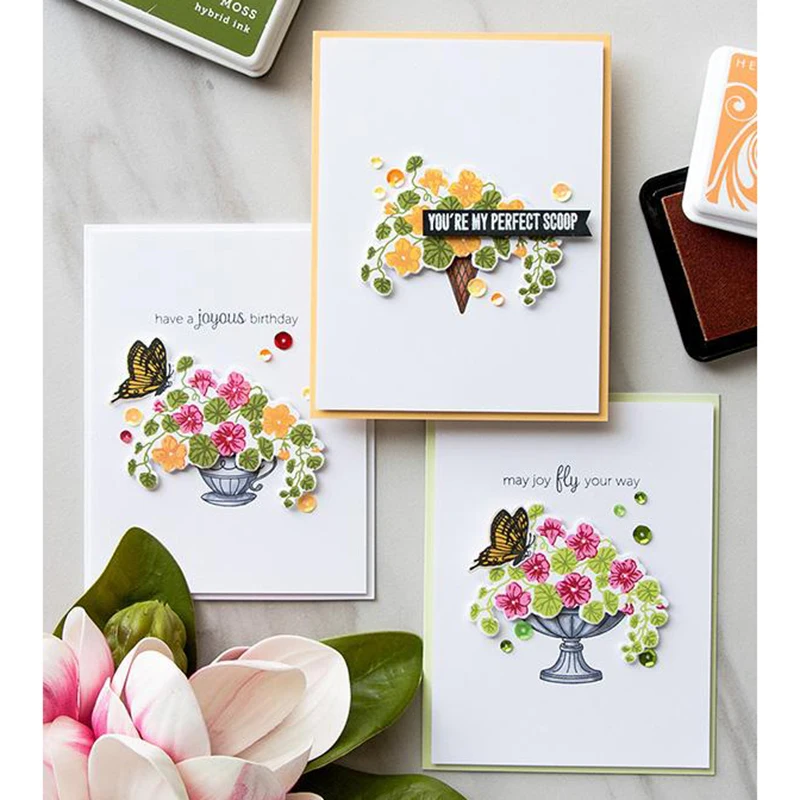 

Layering NASTURTIUM Bundle Metal Cutting Dies and stamps DIY Scrapbooking Card Stencil Paper Craft Handmade Album Handbook