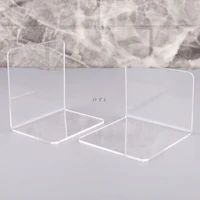 2Pcs Clear Acrylic Bookends L-shaped Desk Organizer Desktop Book Holder School Stationery Office Accessories 1