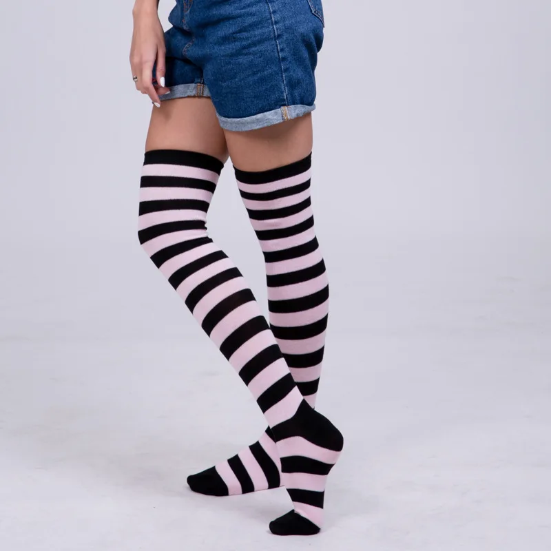 Knee Socks Girl Women Sexy Slim Striped Long Socks Autumn Christmas Halloween Easter Ball Party Costume Knee High Socks Women