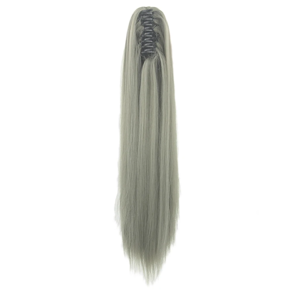 

Soowee Synthetic Hair Claw Ponytail Straight Horse False Hair Extension Gray My Little Pony Tail Hair on Barrettes False Strands