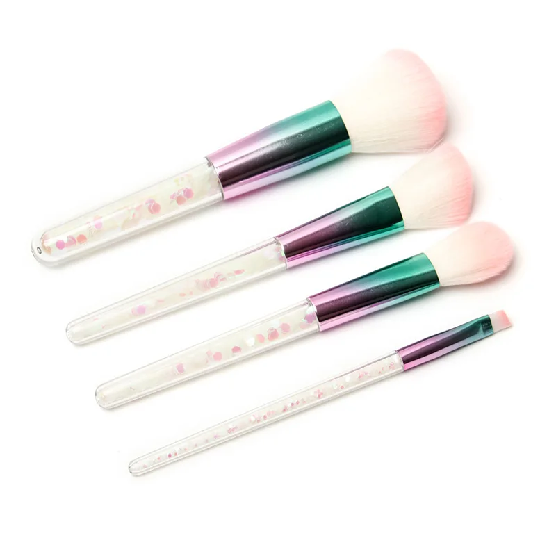 

New 4pcs White Glitter Makeup Brushes Set Diamond Brush Foundation Brush Face Powder Eyeliner Blending Cosmetic Beauty Tool Kit