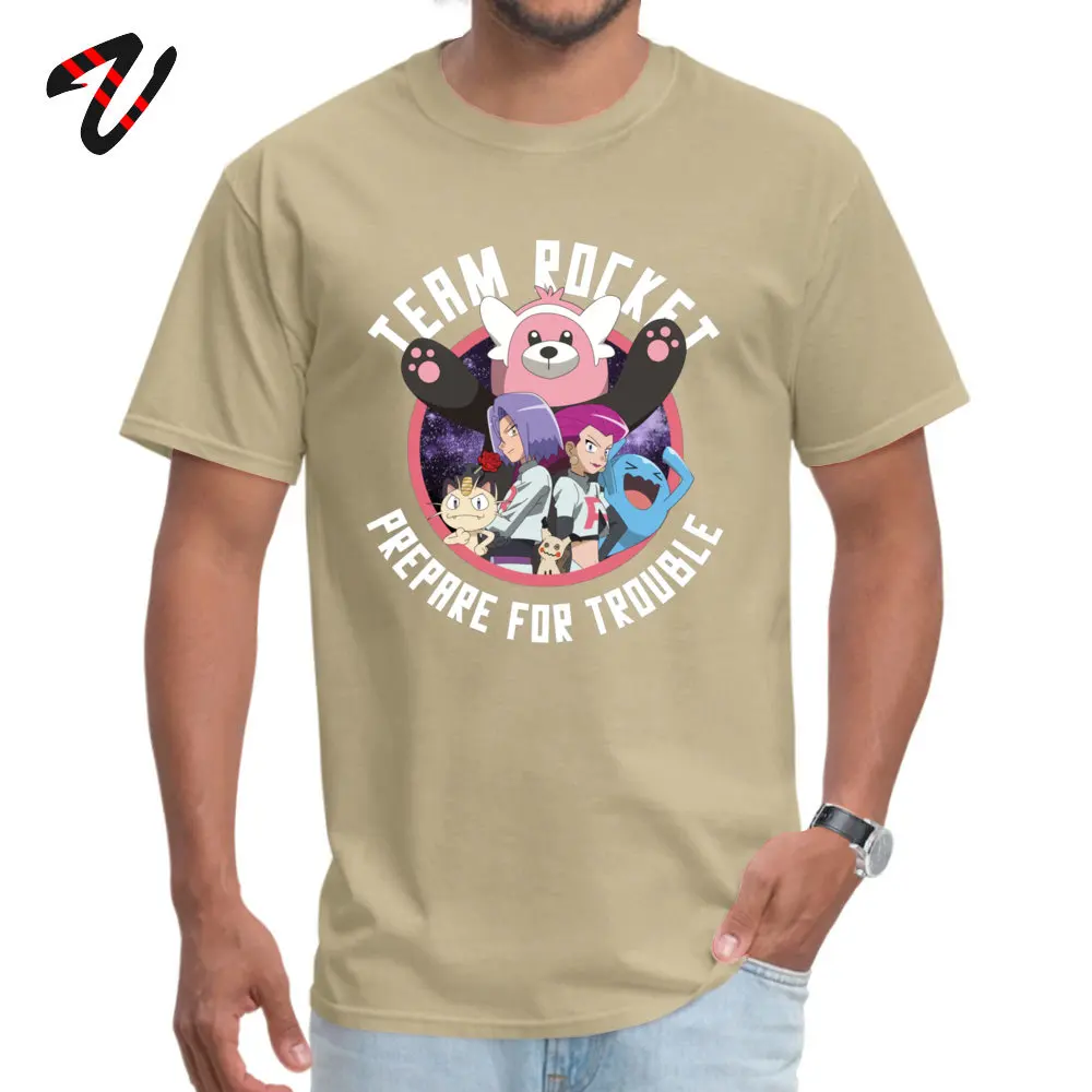 Team Rocket Men 2018 Discount Casual Tops T Shirt Crewneck Summer/Autumn 100% Cotton T Shirts Normal Short Sleeve Clothing Shirt Team Rocket -17868 beige