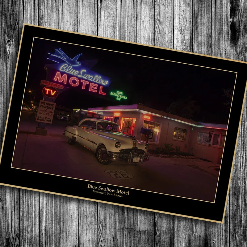 

Motel Vintage Poster ROUTE 66 USA Picture Retro Print Painting Kraft Paper house decor bar pub cafe living room Wall Sticker